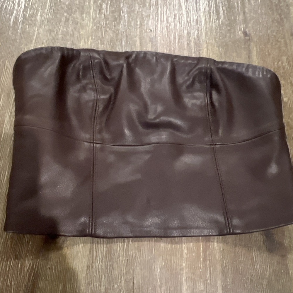 Kookai Faux Leather Brown Tube Top Y2K 90s Style